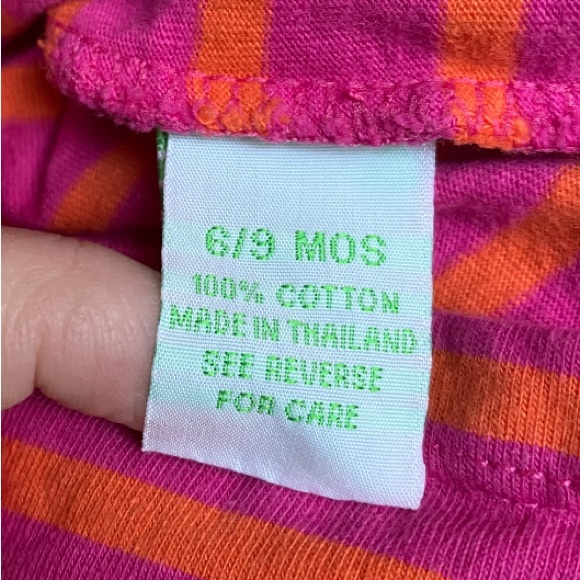 Peanut & Ollie Neon Pink and Orange Striped Long-Sleeve Top with Ruffle. 6-9 mo - Picture 5 of 5